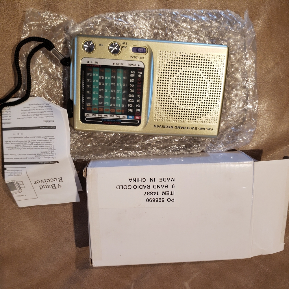 Portable Gold 9 Band Radio Receiver AM FM SW World